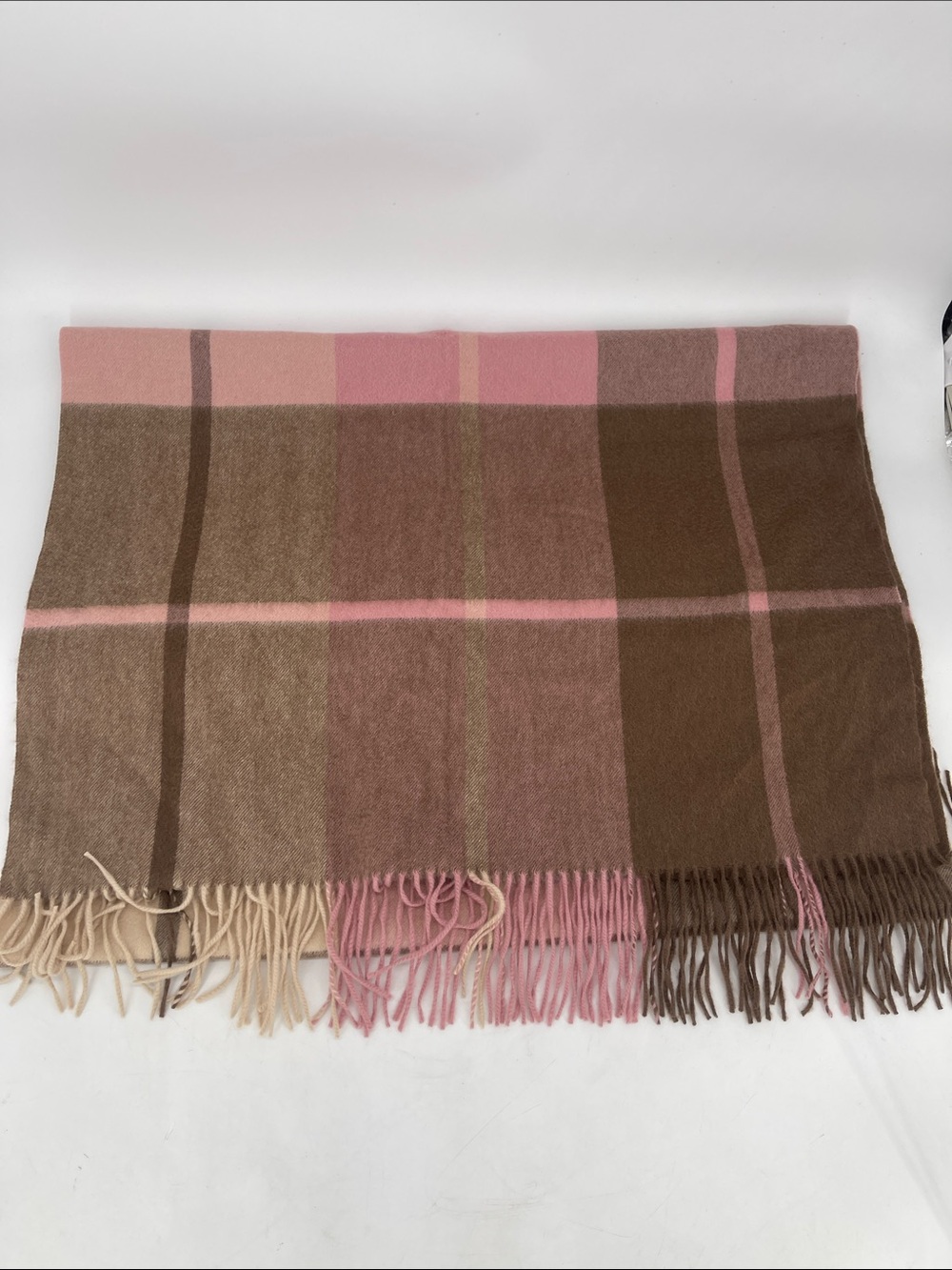 Nordstrom 100% Cashmere Scarf/Wrap in Tan and Pink
